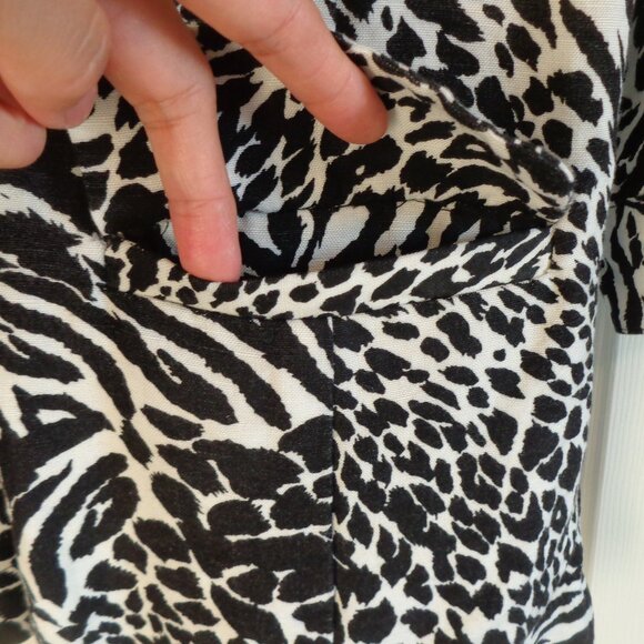 Covington Black & White Animal Print Button Up 2 Pocket Linen Blend Jacket Sz L - Picture 6 of 9